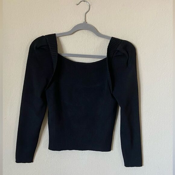 NWT L’Academie Rory Black Sweater Crew Scoop Size S - Picture 4 of 6